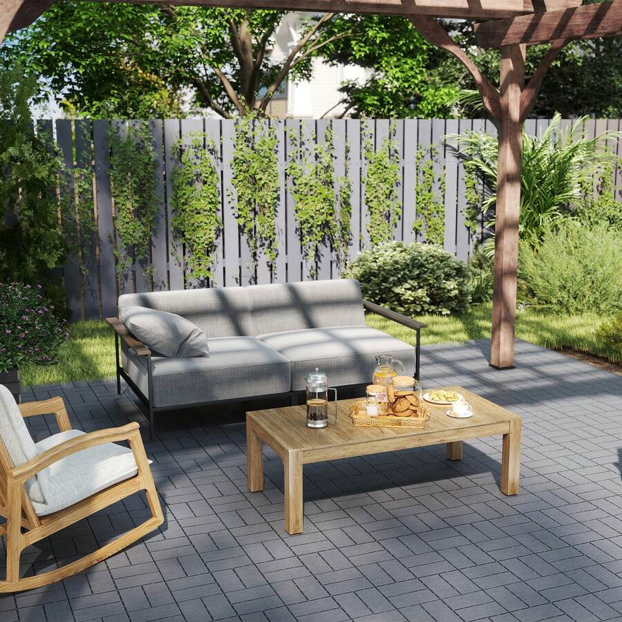 LILIIN Balcony Tiles, Anthracite, 11 Pieces - 1㎡, 30x30 Cm, Terrace Tiles With Wood Grain Look, Weatherproof With Drainage Function, Click Tiles Terrace, Weatherproof Slabs For Balcony, Twill / Straight - Anthracite - View 1