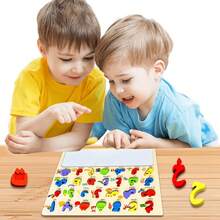 1件阿拉伯语木制字母拼图认知配对教学辅助工具，蒙特梭利，手持拼图套装，圣诞节和新年礼物。 - 彩色 - 查看 4