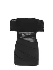 WOWDARK 女款优雅单肩网眼迷你连衣裙，秋季