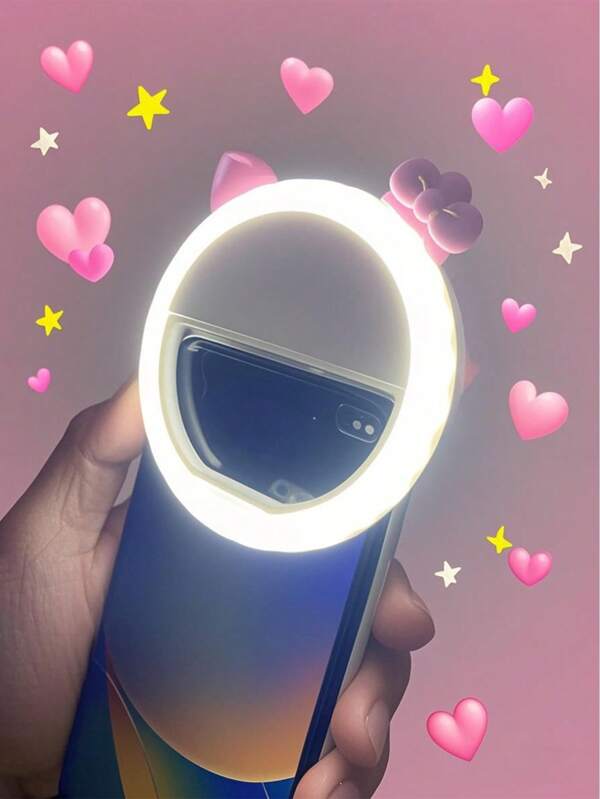 Luz de espelho de maquiagem recarregável para selfies - 3 peças com brilho ajustável - adequada para selfies em ambientes internos e externos, transmissão ao vivo, presentes de maquiagem para smartphone, anel de luz LED, modo de alimentação dupla, estilo natalino, presentes fofos para o feriado