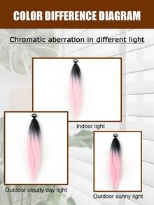 1-2条26英寸黑粉渐变色编织接发 | 女士合成Yaki直发耐热蓬松马尾 | 适合万圣节、圣诞节、节日派对 - 彩色 - 查看 7