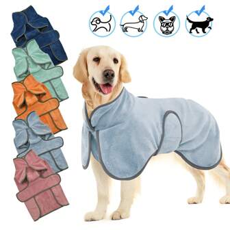 Bata de baño para perros y gatos, bata de felpa de secado rápido para perros pequeños y grandes después del baño, pijama cálido para mascotas