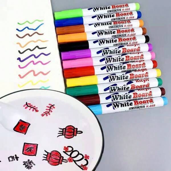 8/12pcs Floating Ink Magic Water Drawing Pens, Educational Toys Colored Pens, Suitable For Painting (Some Pattern Colors Are Random)