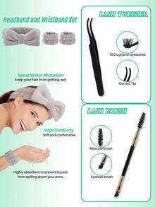 Lashsun 1170pcs D Curl High Capacity Lashes Kit, 9 Styles Mixed Length Lash Volume&Fluffy Eyelash Clusters Kit Comes With Bond&Seal, Lash Remover, Lash Brush,Headband Wristband And Tweezers - màu đen - Xem 7