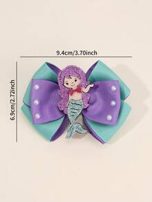 2pcs Mermaid Style Hair Clips For Girls, Ribbon Hair Accessories For Beach Vacation, Suitable For Teenagers - Multicolor - View 7