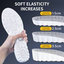 1 Pair Unisex Breathable Height Increasing Insoles, Non-Slip, Anti-Odor, Shock Absorbing, Full-Length Raised Insoles For Sports Shoes, Work Boots