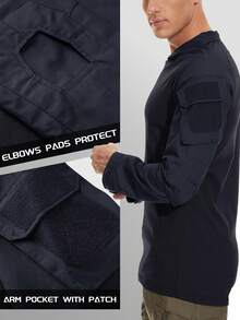 KEFITEVD Men's Track Shirts Athletic Training Shirts 1/4 Zip Ripstop Cargo Work Tactical Military Shirts - 黑色 - 查看 4