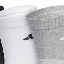 Adidas 三雙裝緩震中高筒襪，帶踝部支撐和足弓壓縮功能,【XS】建議鞋碼:34-36/21-22cm 【S】建議鞋碼:35-38/21-23.5cm 【M】建議鞋碼:39-42/24-26cm [23.5cm 【M】建議鞋碼：39-42/24-26cm 【286 - 黑白灰 - 查看 8