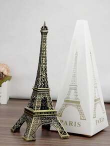 1pc Tower Shaped Decoration Craft, Minimalist Hollow Out Iron Tower Design Decorative Object For Desk Best Gifts Birthday Graduation - Gold - View 10