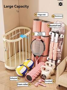 1pc Yoga Mat Storage Basket Fitness Equipment Sports Equipment Storage Basket Home Stitched Foam Axis Storage Rack Removable Convenient And Lightweight - Solid Color - View 4