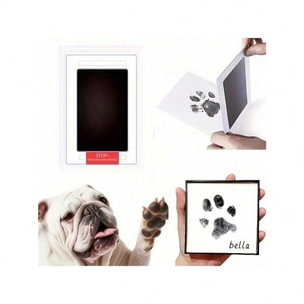 Safe Touchless Ink Pad For Pet, Hand & Footprint Stamping - Black Ink, Easy-To-Use Plastic