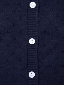 Girls' Lightweight Button-Up Hollow-Out Knitted Cardigan - Royal Blue - View 5