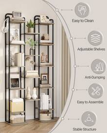 HEXCELEN Zapatero vertical de 10 niveles, torre para espacios pequeños, independiente, ajustable, ahorra espacio, color marfil claro y negro - Gris - Ver 2