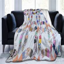 Ultraweiche, warme, leichte Flanelldecke - bunter Retro-Patchwork-Stil - geeignet für alle Jahreszeiten, ideal für Zuhause, Reisen, Camping, Sofa, Bett und Büro-Schlafzimmer Dekoration