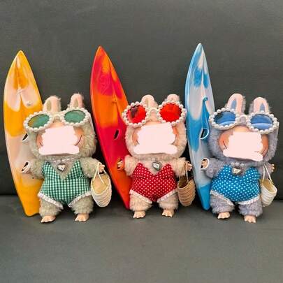 (仅限娃娃衣服) 兼容 第 1、2、3 代 LABOBO 冲浪板、手工制作的 LBB 娃娃项链、泳衣、冲浪车挂饰、创意娃娃服装礼品套装