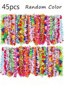 1/5/10/20/30/40/50pcs Hawaii Garland Necklace Tropical Hawaii Flower Theme Party Favors Headbands Holiday Wedding Beach Birthday Decorations Party Supplies Wreaths Headbands Holiday Wedding Beach Birthday Decorations (Random Color), Valentine Day