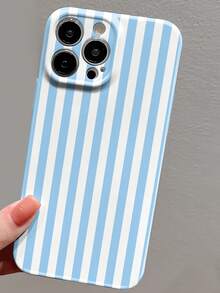 1pc Minimalistic Striped Pattern Perforated Glossy Celluloid Phone Case, Fits 11/12/13/14/15/16 Pro Max Waterproof Shockproof Anti-Fall Scratch Resistant,International Version, Not The Domestic Version - Multicolor - View 5