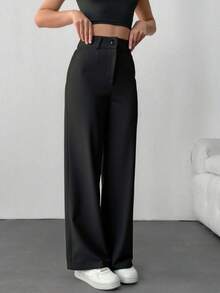 STRAIGHT PANTS WITHOUT FRONT PLEATS IN AMARANTE - 黑色 - 查看 4