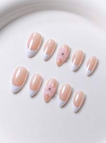 10 Pieces Of Pure Handcrafted Three-Dimensional Ice Translucent Carved Flowers, With Orange Flower Centers As Embellishments, Yellow French Manicure Surface Decorated With Water Ripples, Paired With Golden Steel Ball Faux Pearls, Pink Magic Mirror Coils, Pink Flower Accessories French Style, Golden Star Stickers, High-End Aurora White French Style, Press On Nails Nail Supplies Nails