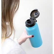 Local Delivery-MIRA 32 Oz Insulated Water Bottle - Stainless Steel  With One-Touch Quick-Open Spout - Double Wall Hot - Rose Pink - View 6