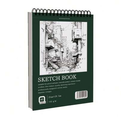 9 x 12 英寸素描本，顶部螺旋装订素描本，1 包 40 张（68 磅/100gsm），无酸艺术素描本，艺术绘画书写纸，适合成人初学者。