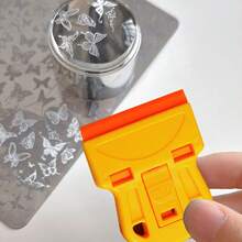 Raspador de placa de estampado para arte de uñas, removedor de adhesivo, limpiador y herramienta multifunción - Naranja - Ver 4