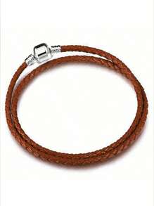 1 Stück geflochtenes Leder Armband mit zweilagigem Design und Perlenanhänger, kann einzeln, gestapelt, als Paar oder DIY getragen werden, schwarz/rot/blau/rosa