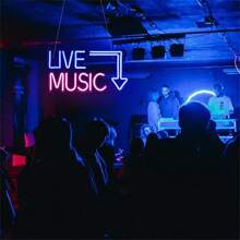 1 Pezzo Insegna al Neon LED per Musica dal Vivo, Insegna al Neon A Lettere, Lampada al Neon, Bar per Birra, Studio Musicale, Decorazione Parete per Camera da Letto, Festa, Luce per Club