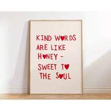 1 pieza Arte de pared minimalista cartel de corazón rojo cita de amor pintura en lienzo palabras de esperanza decoración del hogar con marco opcional