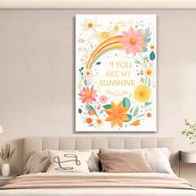 Framed You Are My Sunshine Canvas Wall Art Aesthetic Inspirational Posters For Children You Are My Sunshine Wall Print Colorful Motivational Posters Colorful Positive Wall Art - Framed - View 5