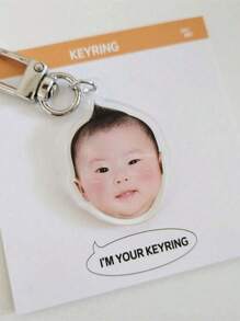 1pc Customized Portrait Acrylic Keychain, Personalized Photo Keychain Gift For Boyfriend/Girlfriend, Husband/Wife, Dad/Mom, Photo Gifts For Valentine's Day, Birthday, Baby Anniversary, Father's Day, Mother's Day, Unique Gift For Her/Him Back To School