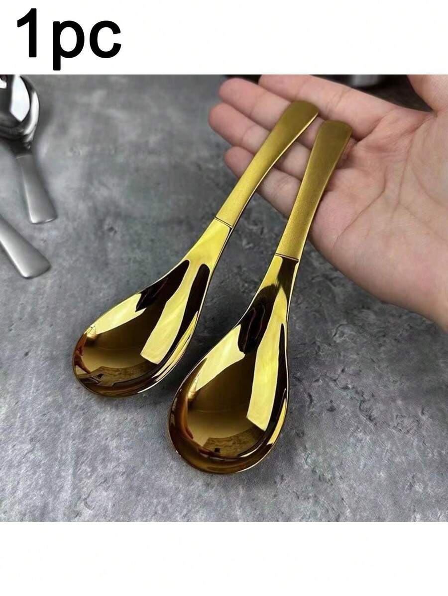 1pc Premium Stainless Steel Large Soup Spoon – Heavy-Duty, Durable Ladle For Soups, Stews, Gravy & Sauces – Ergonomic Handle For Comfortable Grip – Rust-Resistant & Dishwasher Safe – Ideal For Home Kitchens, Restaurants, Catering, And Parties – Sleek Modern Design For Effortless Serving - 彩色 - 查看 1