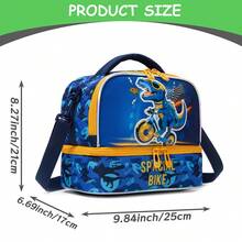 1pc Cute Toddler Boys' Sling Bag Insulated Lunch Cooler Bag, With Adjustable Strap For Shoulder Or Crossbody Wear - Boys Double Lunch Bag - View 5