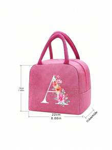 Fashionable Large Capacity Insulated Lunch Tote For Women,Printed With Flowers Letters A-Z Pattern, Thick Aluminum Foil Insulation, Zipper Closure And Fixed Shoulder Strap,Lightweight, Durable , Canvas Lined,Storage Box, Leak Proof Portable Fabric Cutlery Pouches, Durable Utensil Bags With Zipper,Stylish Picnic Bag - Perfect Gift Choice For Work, Camping, Picnics ,School, Travel Or Outdoor Activity ﻿ ﻿