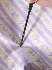 1 pieza Cesta de almacenamiento redonda plegable de gran capacidad con estampado de mariposas multicolor y rayas, de uso múltiple para baño, habitación, lavandería, organización de juguetes y artículos de bebé