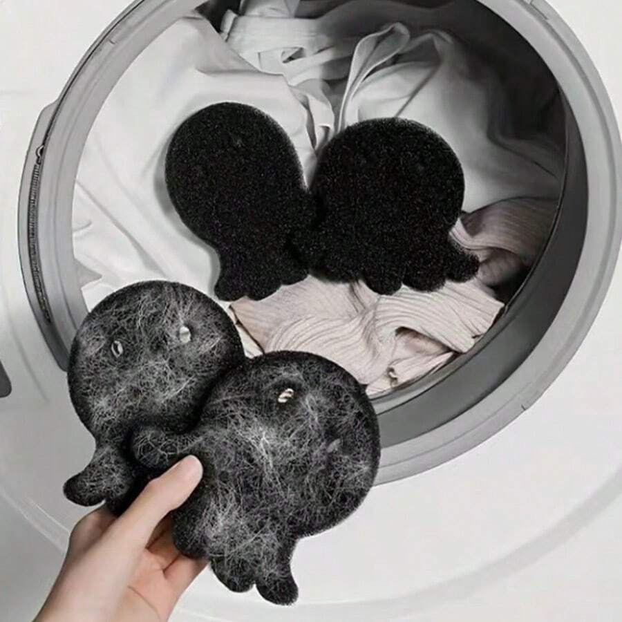 4 PIÈCES Rouleaux anti-peluches réutilisables et feuilles adhésives pour machine à laver - Éliminateur de poils d'animaux et de peluches pour la lessive à la maison, les vêtements et les tissus (Conception durable et lavable)