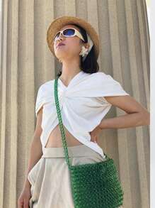 Bolso de mano acrílico hecho a mano con cuentas, inspirado en el estilo vintage, con 3 opciones de color ¡Incluye bolsillo interior!