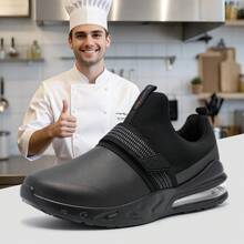 LARNMERN Anti-Slip Work Shoes For Men Kitchen Chef Restaurant One-Legged Sports Shoes Walking Work Shoes Men's Black Work Shoes