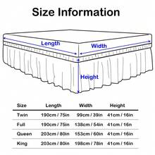 VOLTITO Multi-Layer Ruffle Bed Skirt 16 Inch Drop, Elastic Wrap Around Bed Skirts For Twin Full Queen King CK Size Bed, Easy To Install Dust Ruffle, Machine Washable Soft Fabric, Double Layers Bedskirt - Màu be - Xem 3