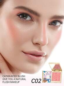 CATKIN 粉状腮红，打造自然光泽腮红高光，二合一柔滑可叠加烘焙腮红盘 C02 可爱腮红 - C02 Lovely Cheek - 查看 3