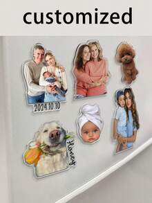 Personalized Photo Acrylic Fridge Magnet, Customized Photo Fridge Decor, Father's Day Gift, Acrylic Customized Photo Fridge Magnet, Unique Memento For Family And Loved Ones, Father's Day And Thanksgiving Gift, Suitable For Breakfast, Personal Items