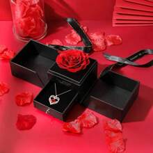 1 set Collier - Boîte cadeau rose de luxe, parfaite pour la Saint-Valentin, la fête des mères, les anniversaires et toute occasion spéciale