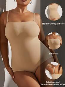 1pc Plus Size Women Black Seamless Bodysuit Body Shaper With Waist Cincher Tummy Control And Butt Lifter Flat Belly Sheath Slimming Shapewear Waist Trainer Butt Lifter