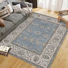 strundghti 2*6ft/5*7ft/8*10ft/9*12ft/10*13ft Area Rugs Washable Rugs Low Piles Indoor Rugs, Non Slip Stain Resistant Soft Carpet For Living Room Bedroom, Foldable Pet Friendly Area Rug - 藍-10*13FT - 查看 2