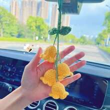 1pc Handmade Knitted Rear View Mirror Pendant Ornament - Cute Car Accessories Aesthetic - Kawaii Decor For Car And Home Decorative Pendants