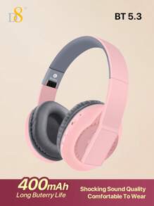 Auriculares over-ear D8, inalámbricos y con cable plegables con micrófono incorporado, ranura para tarjeta micro SD - (Stealth) Para adultos, niños, hombres y mujeres con 10 horas de autonomía. Auriculares over-ear plegables con micrófono, graves profundos y estéreo, con almohadillas de memoria suave para /Android/PC