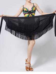 Fringe Dance Skirts For Women Teens Ballroom Latin Pencil Wrap Skirt Festive Rave Mini Skirt - Multicolor - View 3