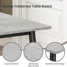 120CM Dining Table, Marble Effect Dining Table With Black Metal Legs Kitchen Table,Modern Dining Tables For Home/Kitchen Office (Grey Table) - Dark Grey - View 6