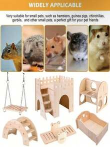 1pc Wooden Hamster Bridge Toy, Pet Supplies, Ornaments, Squirrel Toy, Assembly And DIY Process Enjoyment - Multicolor - View 4