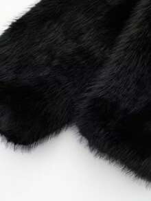 Camellia New Autumn/Winter Faux Fox Fur Collar Fashionable Short Jacket, Youthful Artificial Fur Coat - Black - View 12